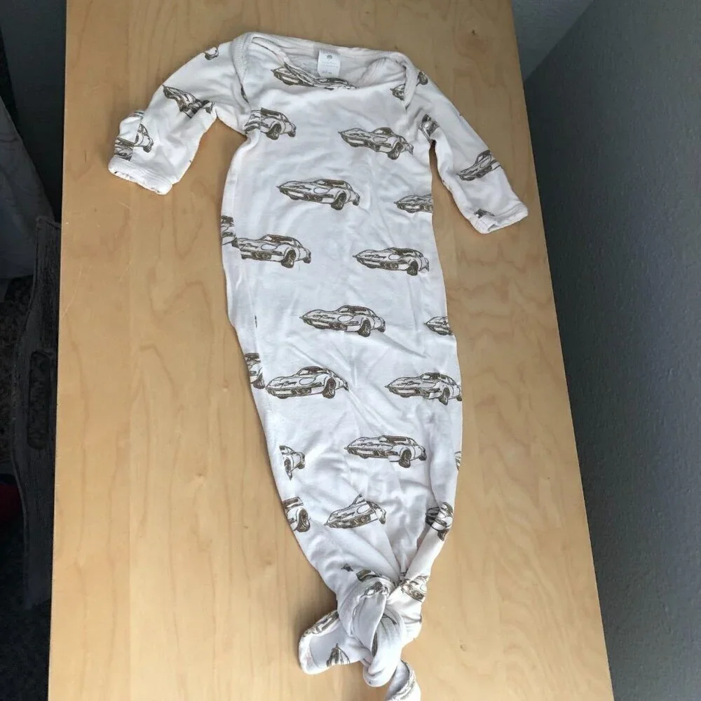 Kate Quinn Bamboo Collection Knot Sleep Gown Baby 0-3 M Months Beige Sports Cars